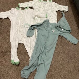 Little Me Green and White Footie One Pieces & Sterling Baby!